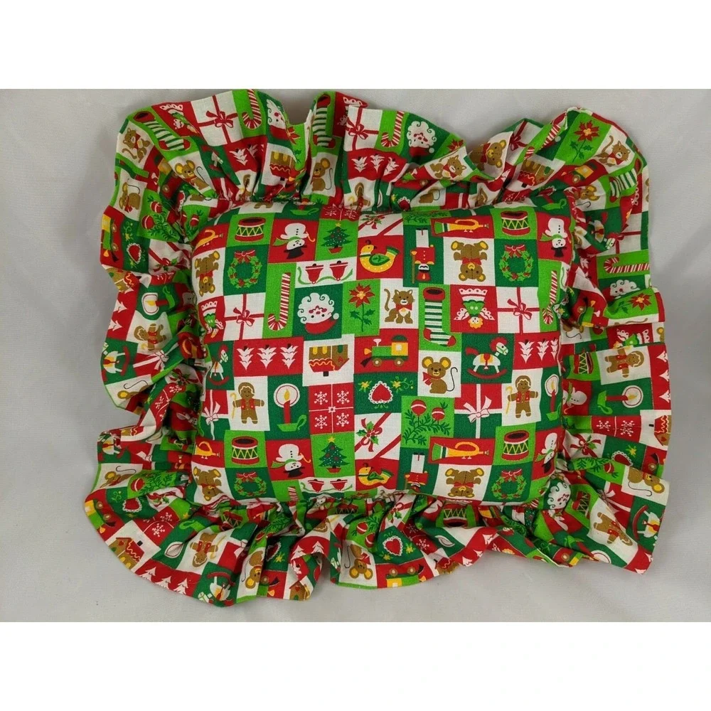 Christmas JOY‎ Throw Pillow About 13x 11 Inch Homemade Stuffed